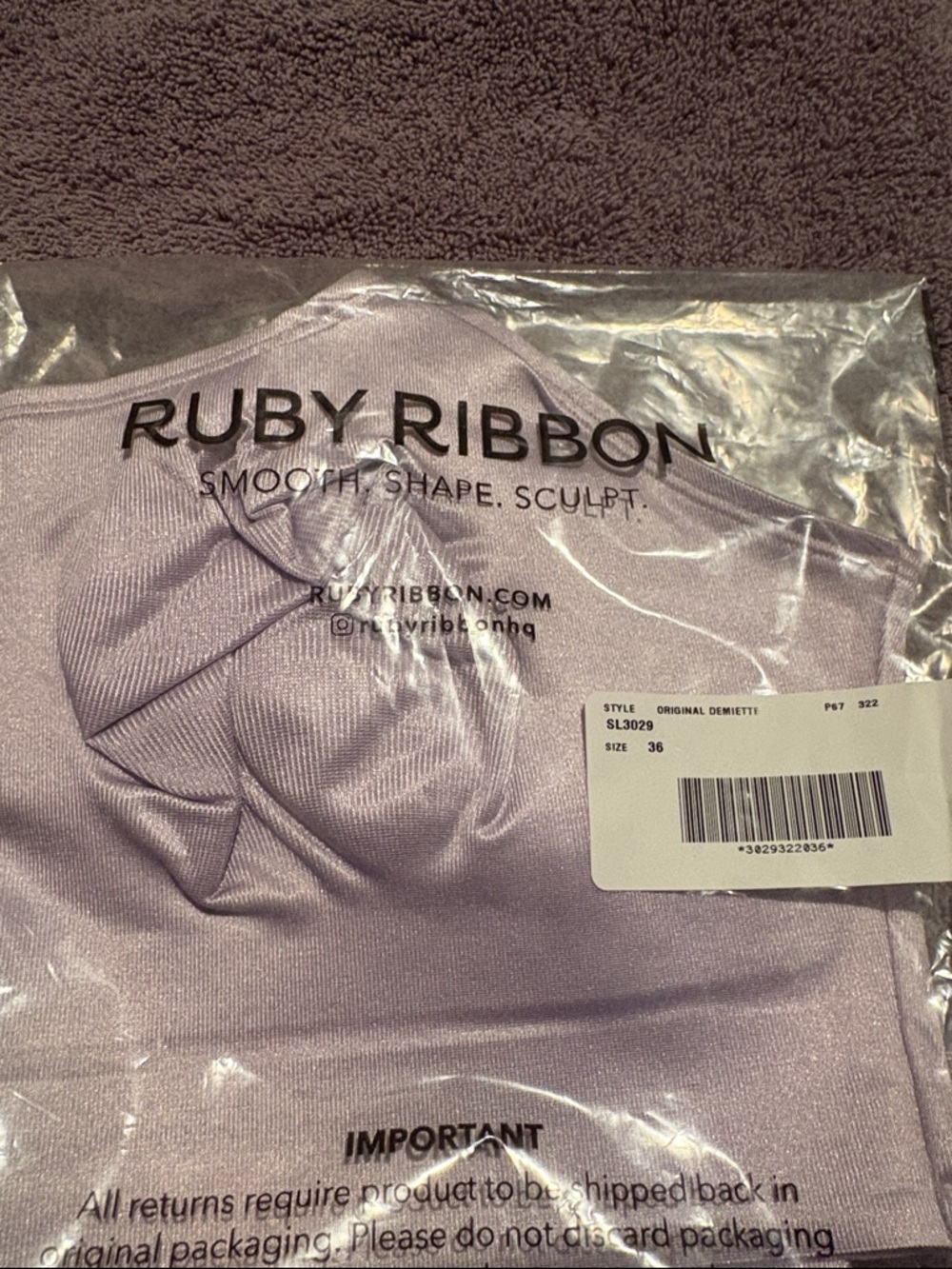 Ruby Ribbon Original Demiette (Style #3029) - Soft Lavender